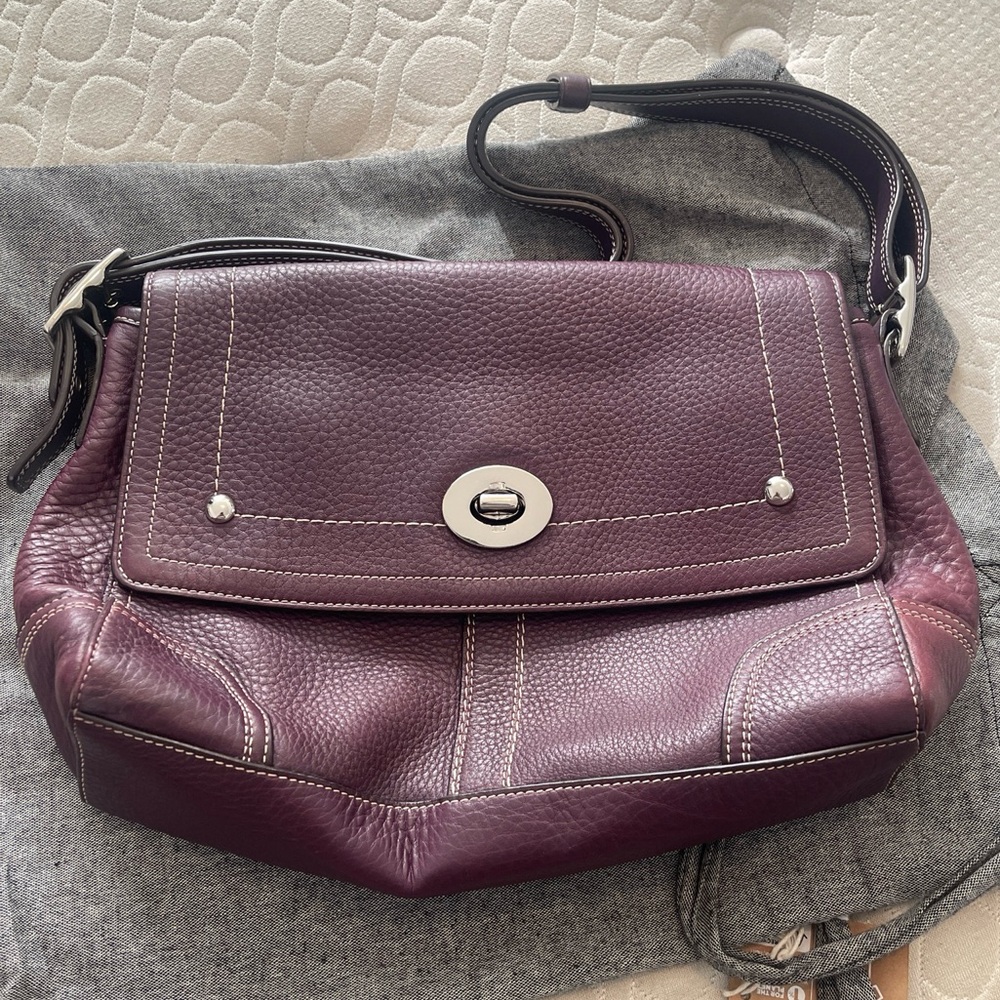 Coach Hamilton crossbody bag purple silver details